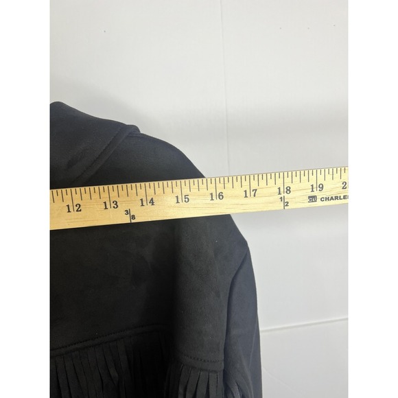 Universal Thread Jacket Womens XL Black Faux Suede Fringe Western Boho Button Up - Picture 5 of 8